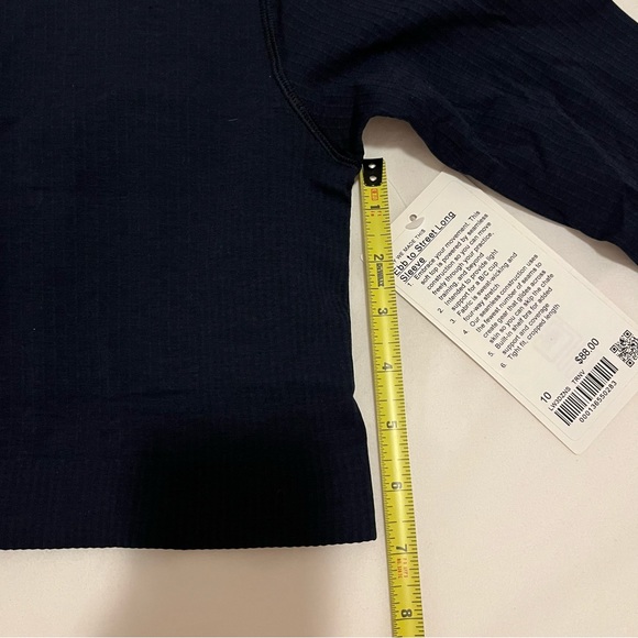 Lululemon Ebb to Street Long Sleeve True Navy Ribbed cropped size 10 NWT sports - Picture 14 of 16